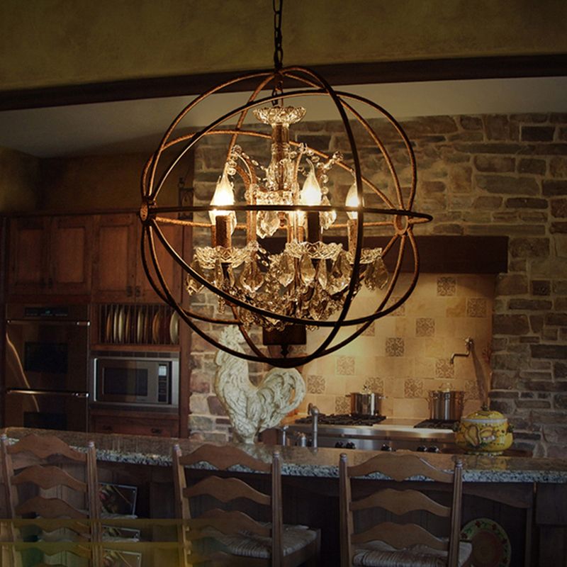 Relovuna Rustic Vintage Candle Metal Pendant Light Black/Rust Bedroom