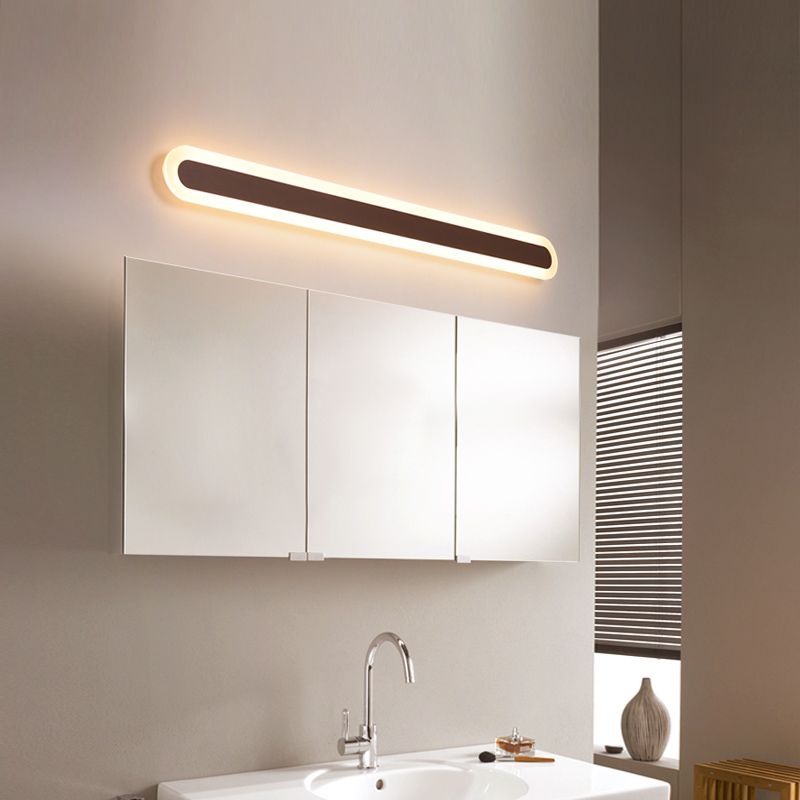 Povetul Modern Linear Vanity Wall Lamp, White/Brown, Bathroom