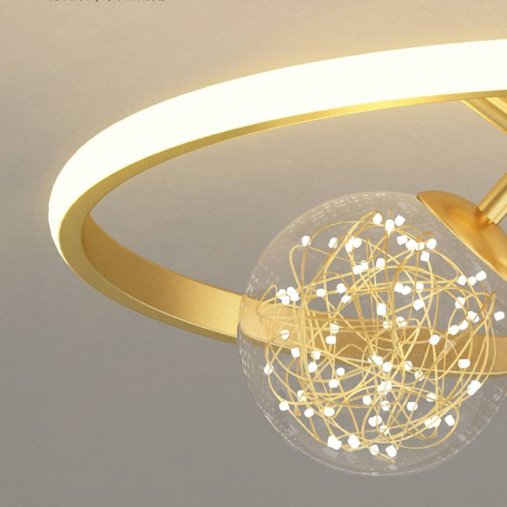 Resilak Semi-Flush Mount Ceiling Light, Gold & Black, 2 Style