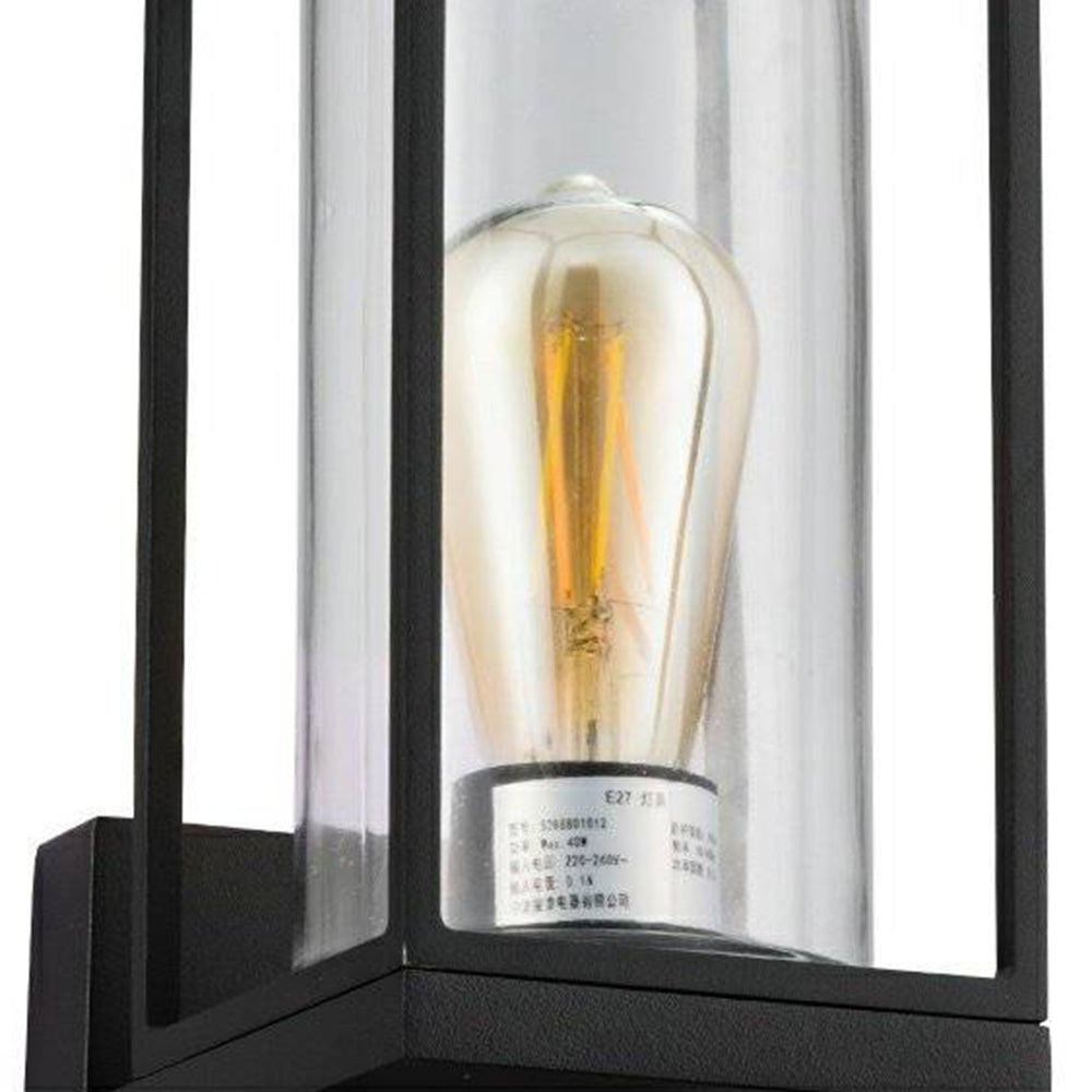 Vopegir Modern Rectangular Metal Outdoor Wall Lamp, Black