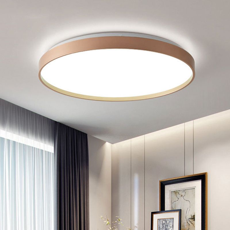 Zomilun Minimalist Round Metal/ Flush Mount Ceiling Light, White/Coffee/Grey/Gold
