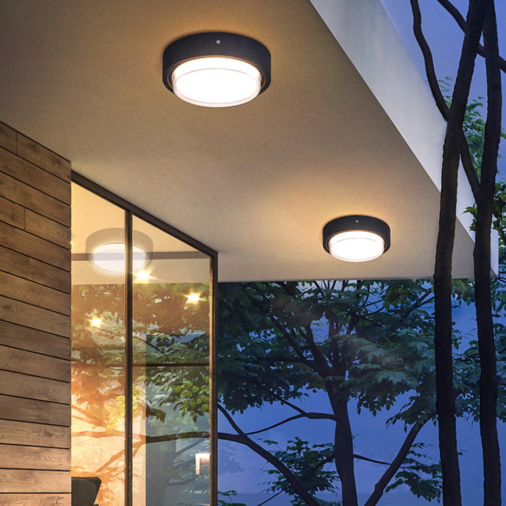 Jesutul Modern Flush Mount Ceiling Light, Metal/, Square/Round, Black/Brown