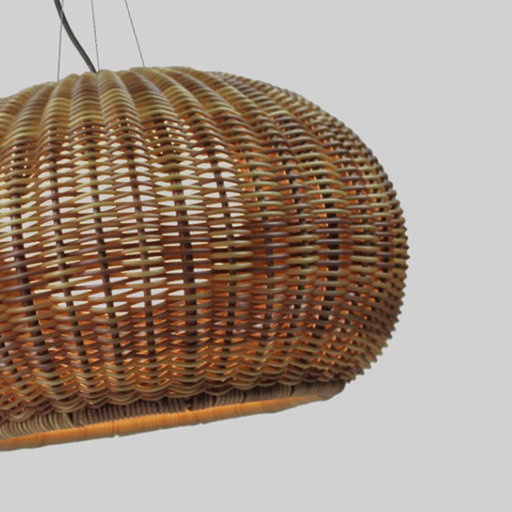 Wisenel Retro Lantern Gold Pendant Light, Bamboo/