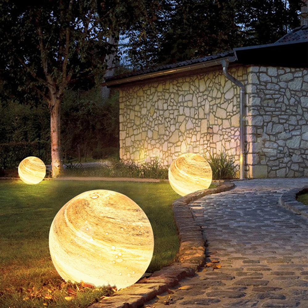 Lonogas Decorative Solar Planet Outdoor Ground Light, Milk Curry/Blue