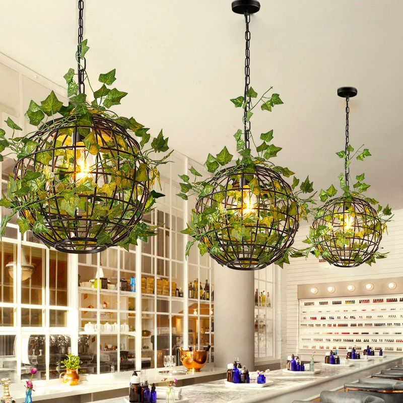Lagutemo Rustic Plant Art Deco Globe Vine Pendant Light