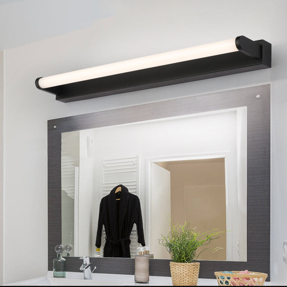 Lidimes Minimalist Linear Cylindrical Metal/ Wall Lamp, Black, Bathroom