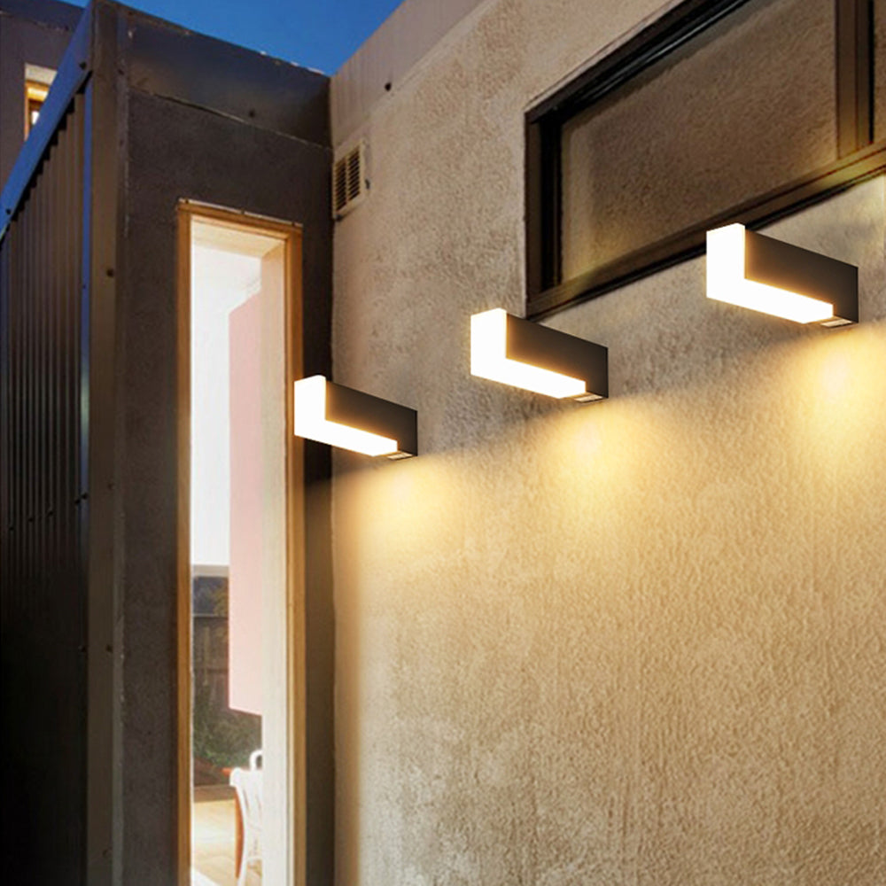 Ledelin Modern Geometric Outdoor Wall Lamp, Black