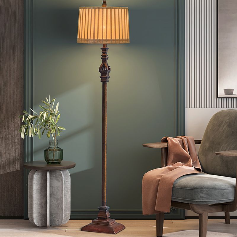 Saguber Vintage Resin/Fabric Standing Floor Lamp, Brown