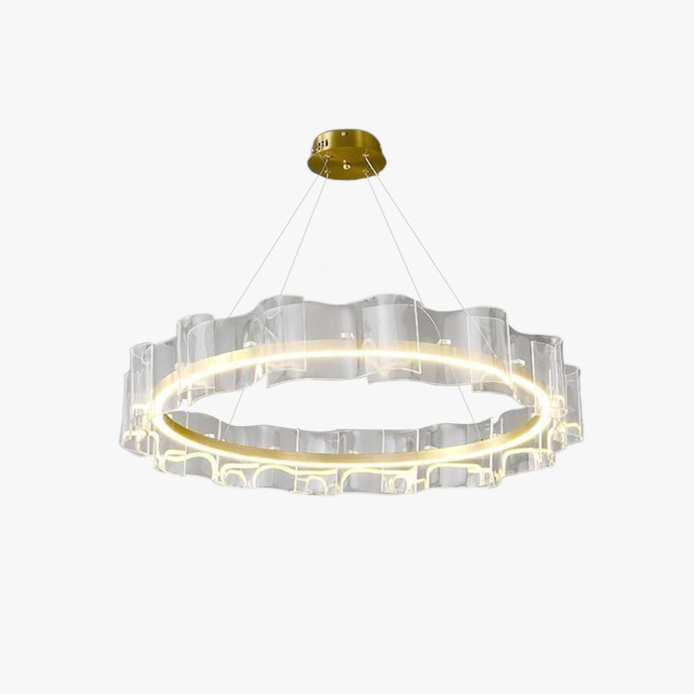 Pebamon Creative Ring Metal/Arcylic Pendant Light, Gold