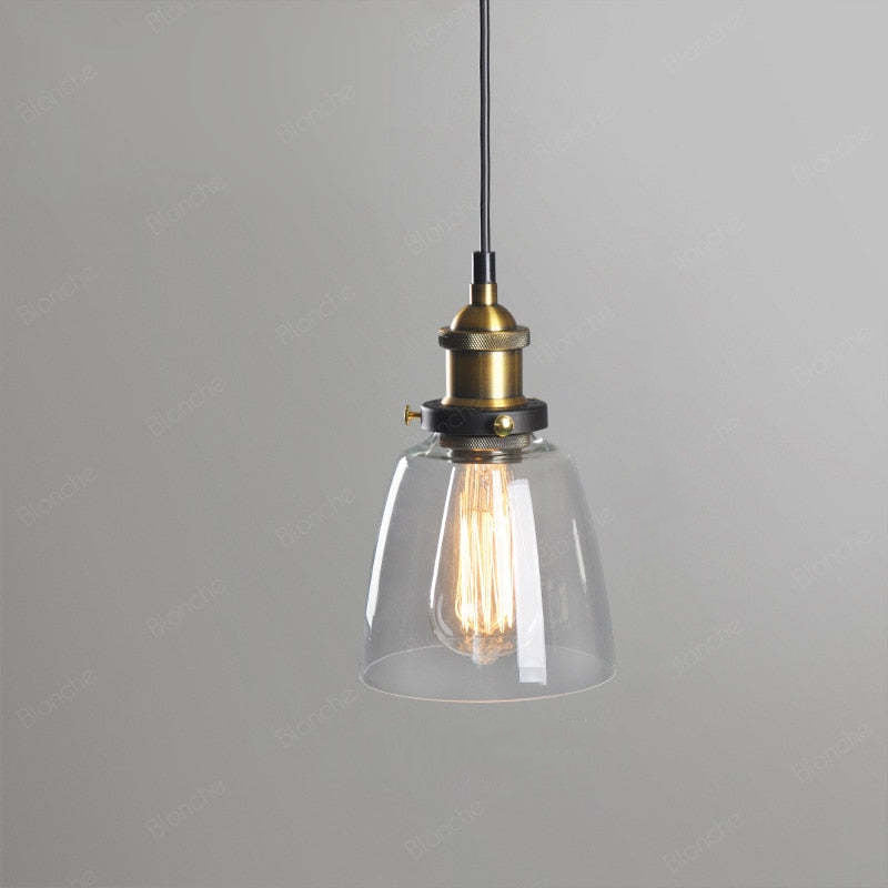 Teni Industrial Glass Pendant Light Clear/Amber/Smoke Grey-Relic Pieces