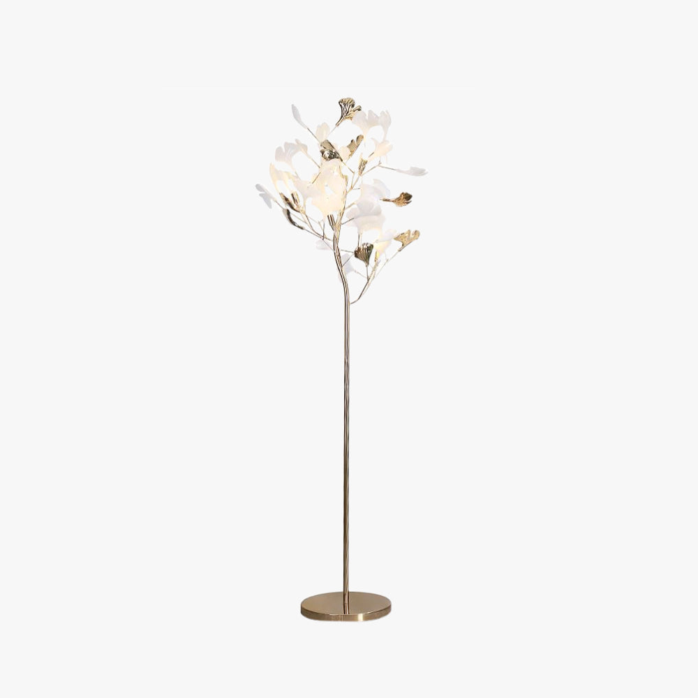 Vudogam Floor Lamp Leaf Artistic, Ceramic/Metal, White/Gold, Study