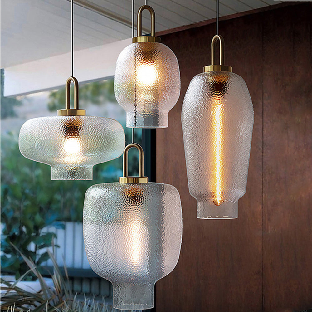 Hakogos Minimalist Blown Frosted Clear Glass Pendant Light