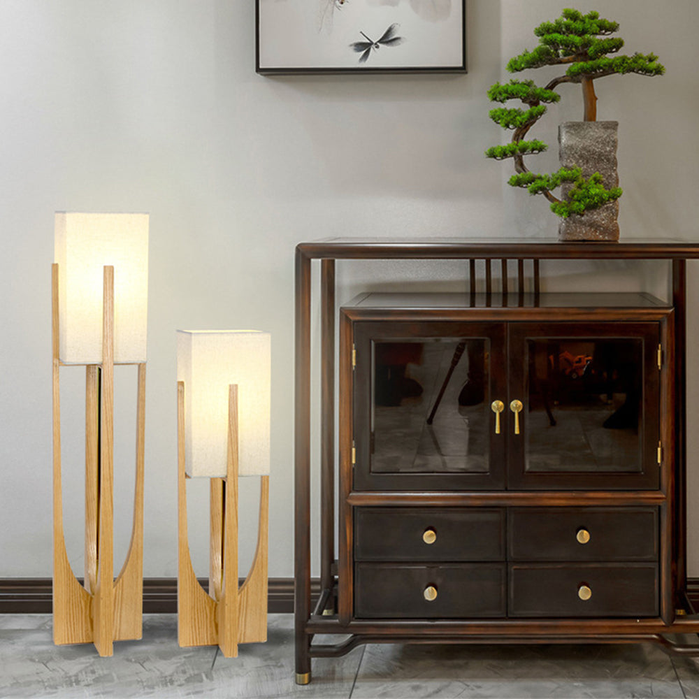Devonas Natural Rectangular Wood/Fabric Floor Lamp