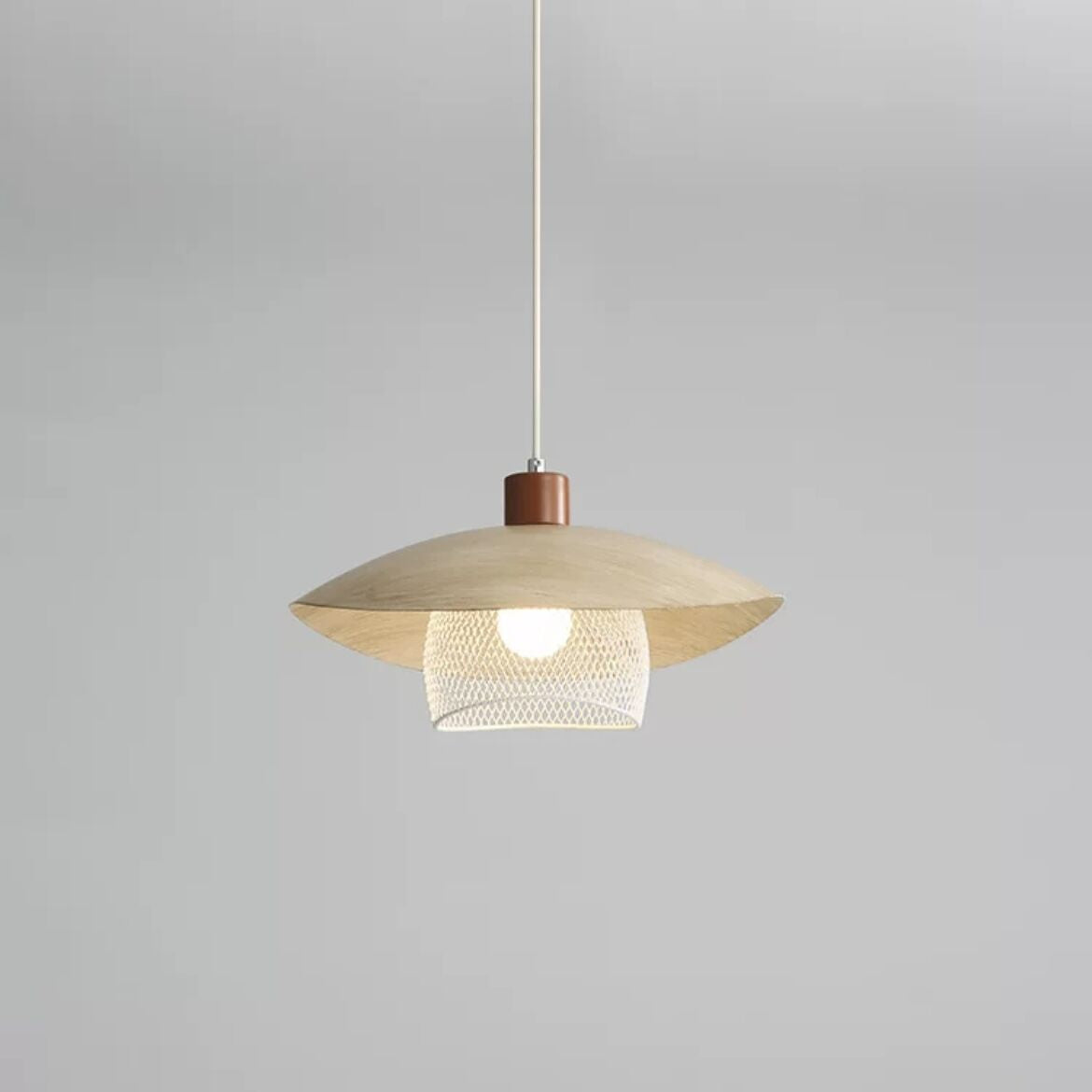 Fobasus Modern LED Pendant Light Beige/Green/Wood Dining Room