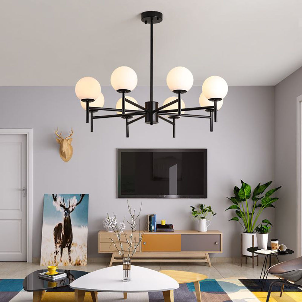 Bubarun Modern Globe Bubble Metal/Glass Pendant Light, Gold/Black