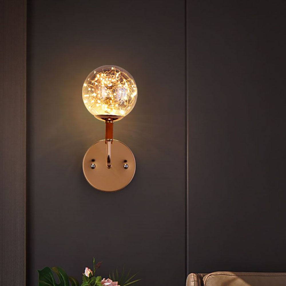 Godopin Wall Lamp Starry Globe Art Deco, Black/Gold, Bedroom