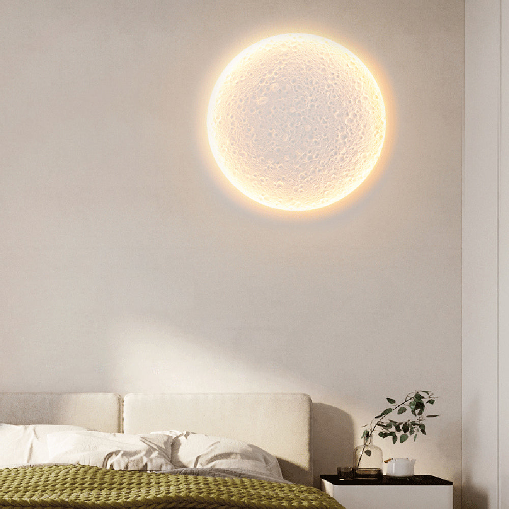 Fupenud Decorative Moon Metal/Gypsum Wall Lamp, White