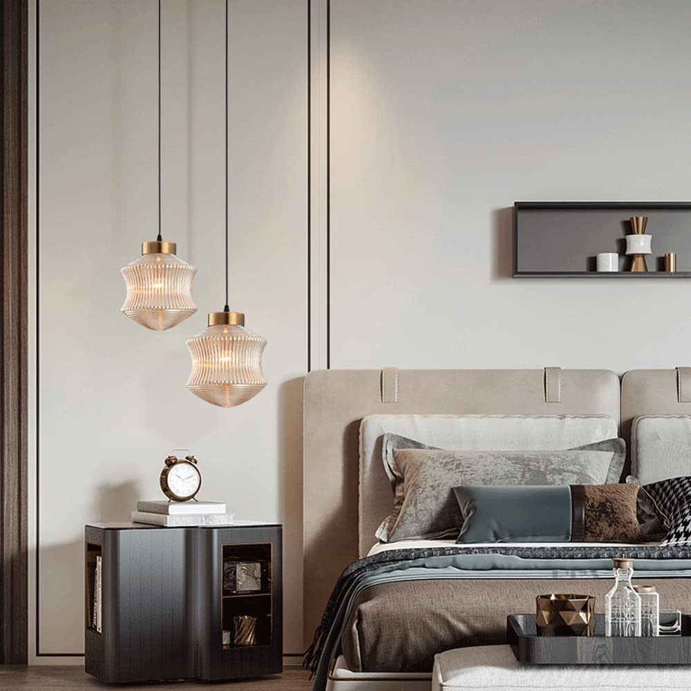 Wubitisu Modern LED Pendant Light Smoke Gray Glass Bedroom