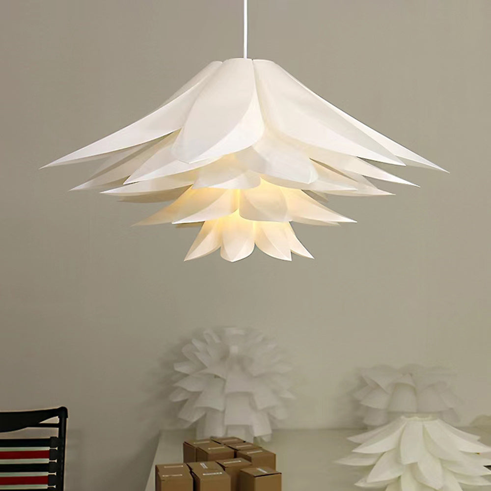 Pepuded Nordic Minimalist Lotus Pendant Light, Metal/PVC, White