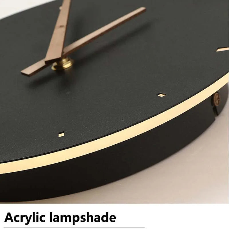 Norva Modern Clock Round Wall Lamp, Gold/Black-Relic Pieces