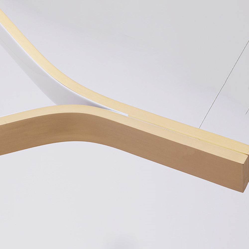 Kasusal LED Linear Minimalist Wave Golden Leaf Shaped Pendant Light