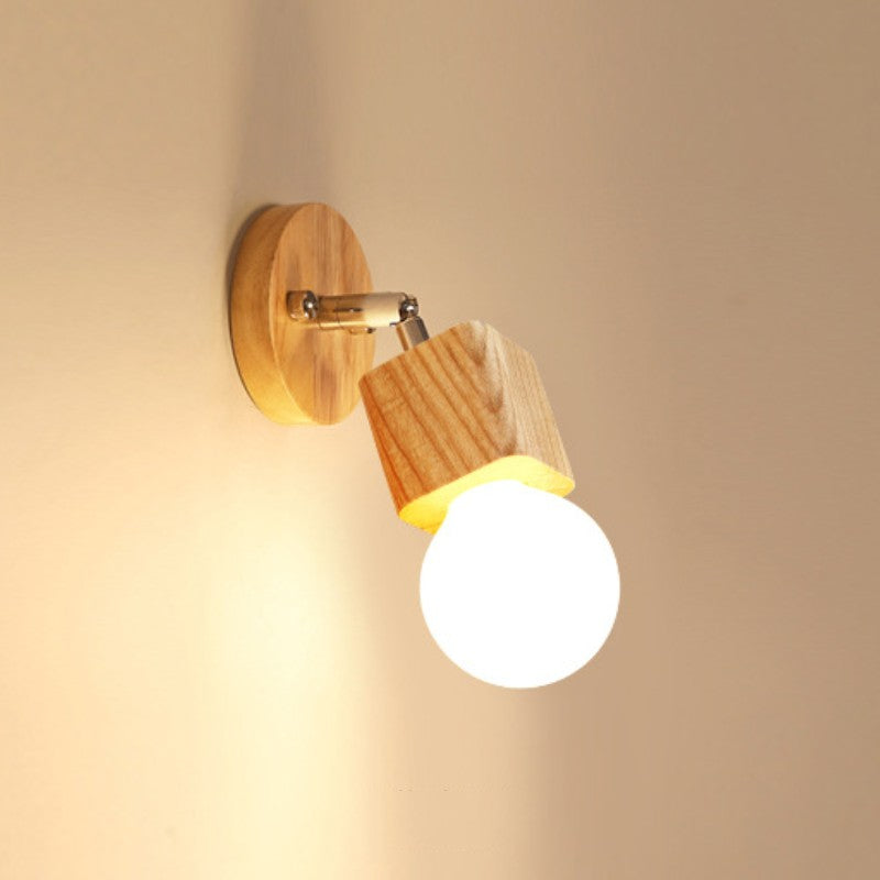 Fapukut Modern Square Globe Metal/Wood Wall Lamp, Vanity Light