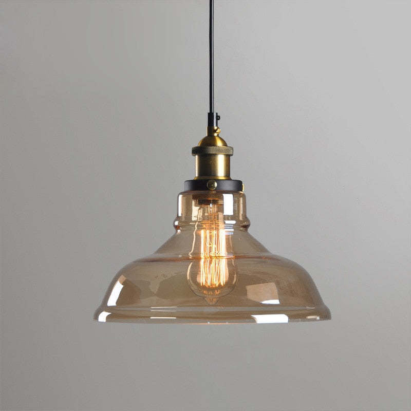 Teni Industrial Glass Pendant Light Clear/Amber/Smoke Grey-Relic Pieces