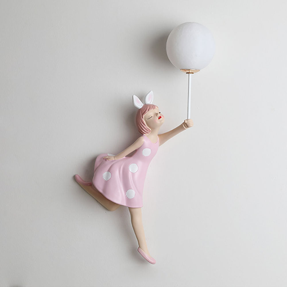 Nulitan Modern Balloon/Girl Shape Pink Wall Lamp