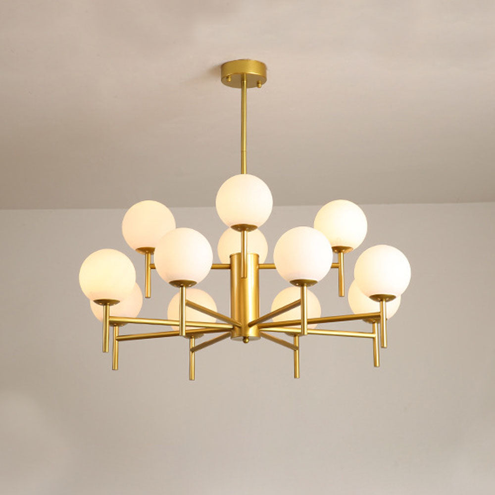 Bubarun Modern Globe Bubble Metal/Glass Pendant Light, Gold/Black