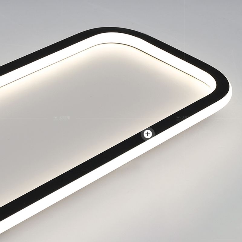 Zanumor Minimalist Flush Mount Black Frame Rectangular Ceiling Light