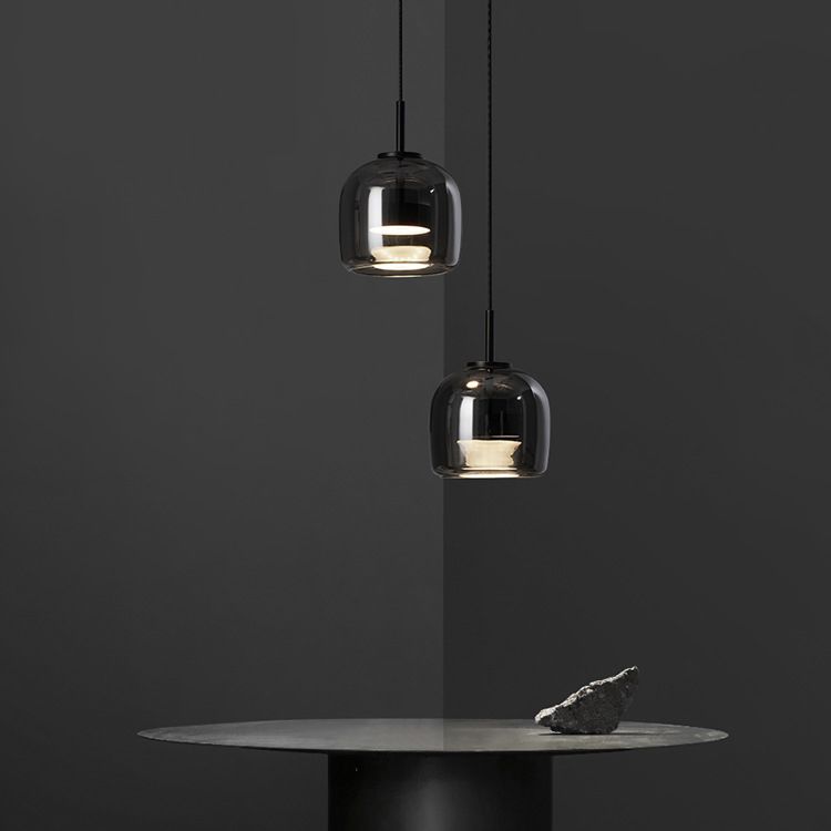 Vopurem Minimalist Pendant Light Glass Smoke Gray