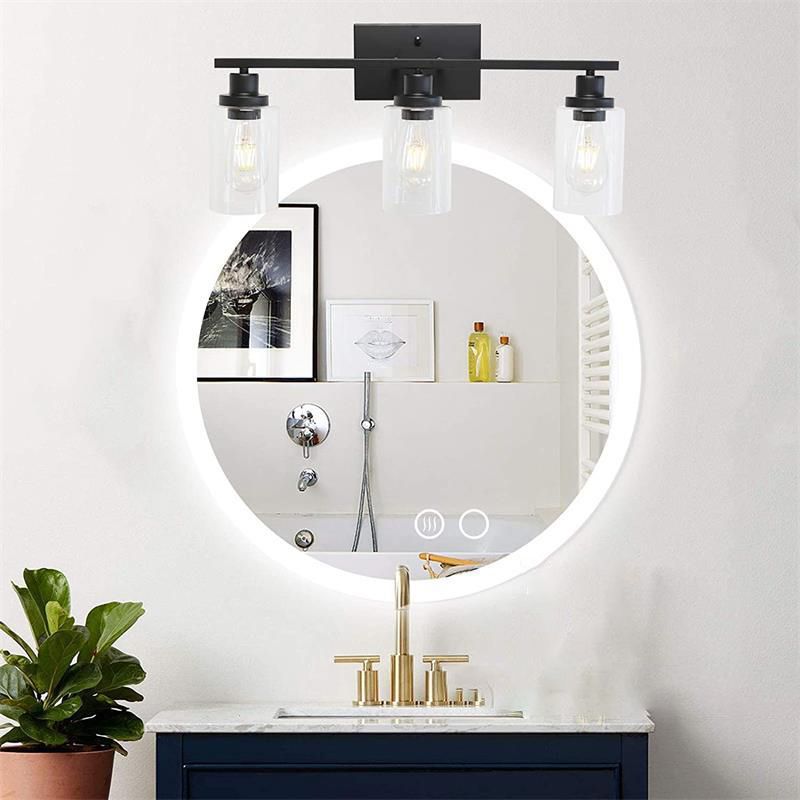 Rumorot Modern Mirror Front Black Vanity Wall Lamp, Metal/Glass