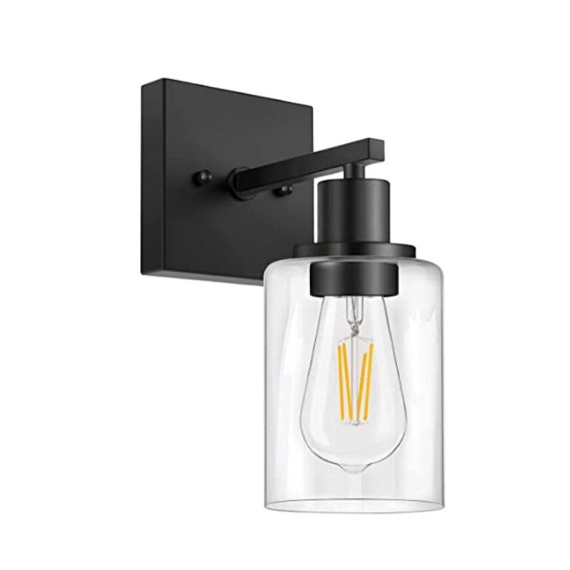 Rumorot Modern Mirror Front Black Vanity Wall Lamp, Metal/Glass