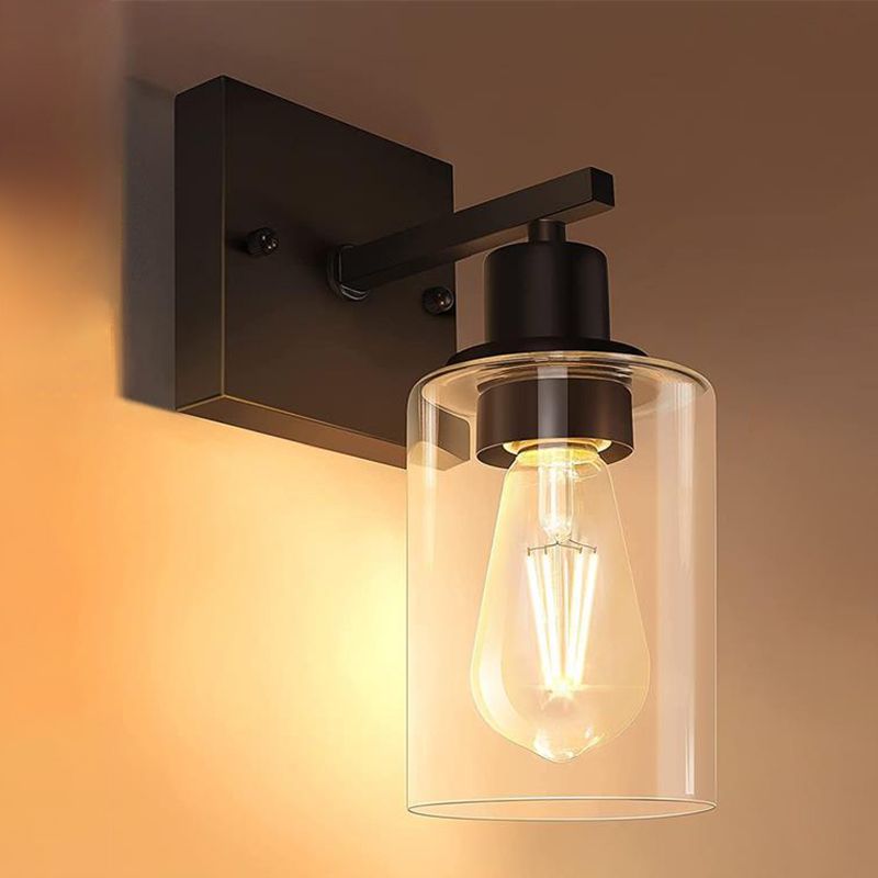 Rumorot Modern Mirror Front Black Vanity Wall Lamp, Metal/Glass