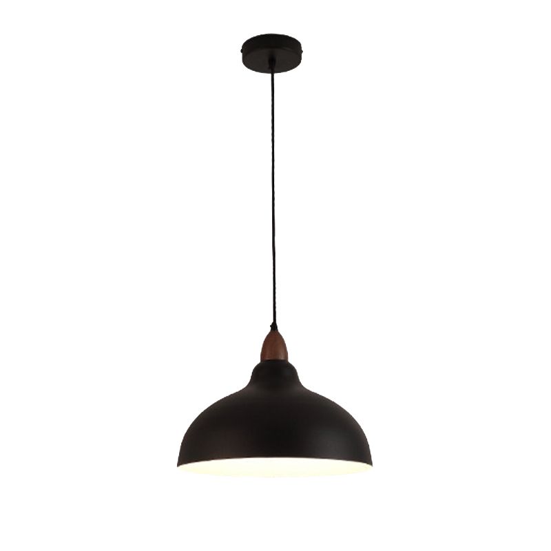 Wavudan Modern Bowl-shaped Metal Pendant Light, Black/White