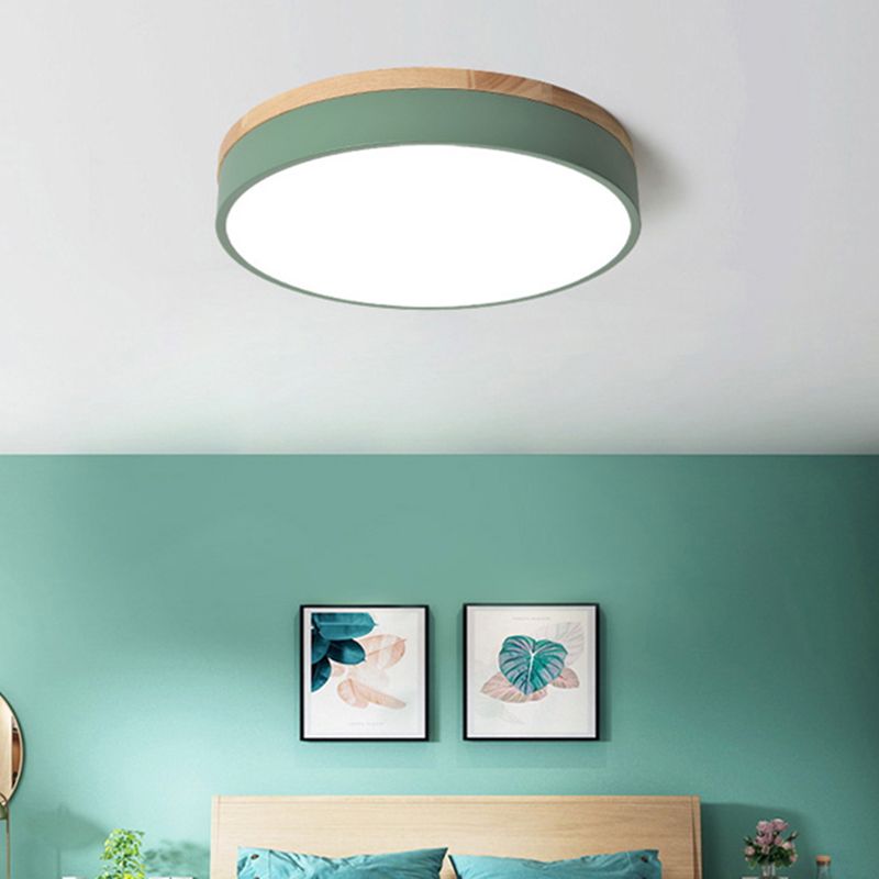 Losupak Nordic LED Round Flush Mount Ceiling Light Wood Color