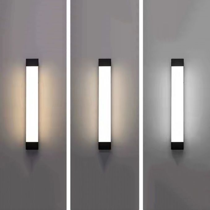 Vutilak Minimalist Linear Metal Outdoor Wall Lamp, Black