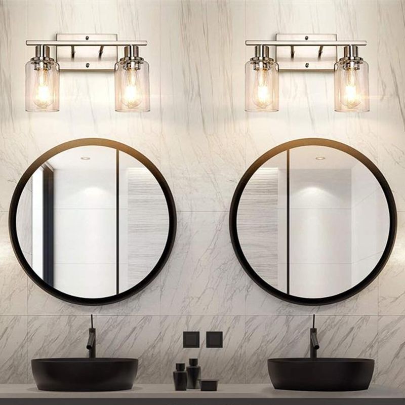 Rumorot Modern Mirror Front Black Vanity Wall Lamp, Metal/Glass