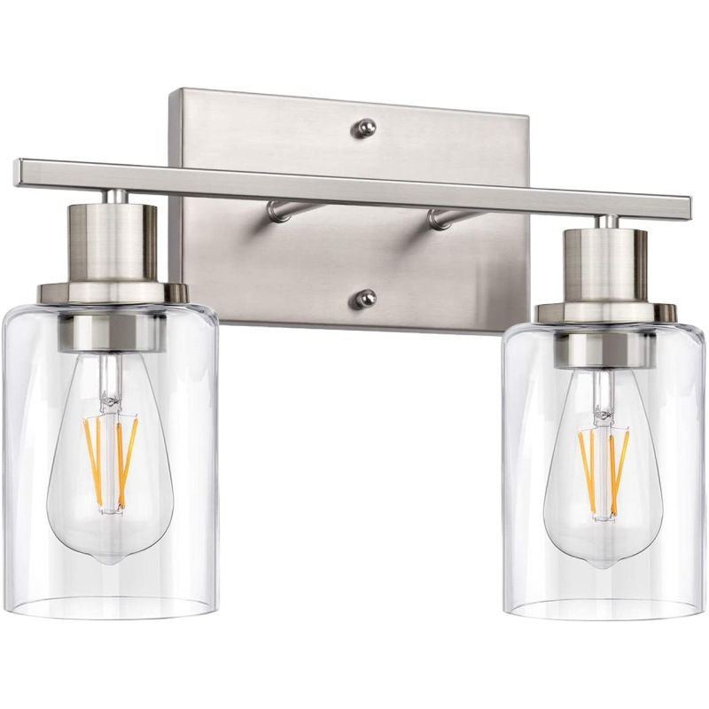 Rumorot Modern Mirror Front Black Vanity Wall Lamp, Metal/Glass