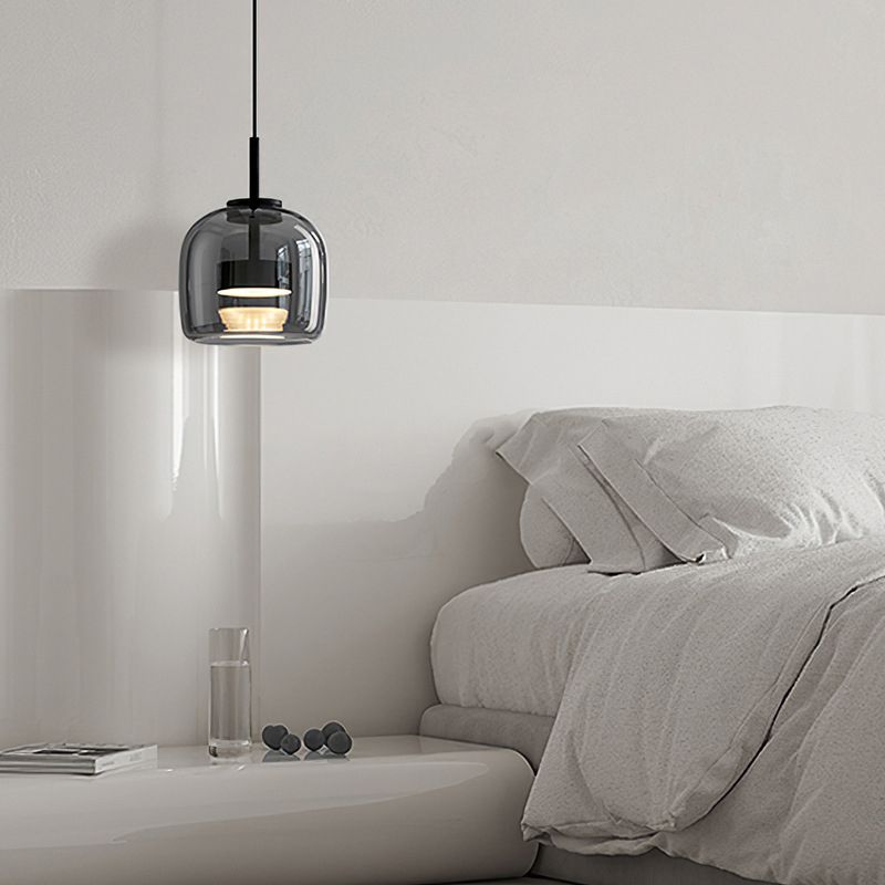 Vopurem Minimalist Pendant Light Glass Smoke Gray