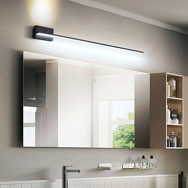 Zapemon Minimalist Linear Metal Vanity Wall Light, Black, Bathroom