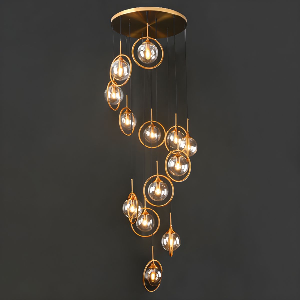Givares Modern Spiral Ball Glass Staircase Chandelier