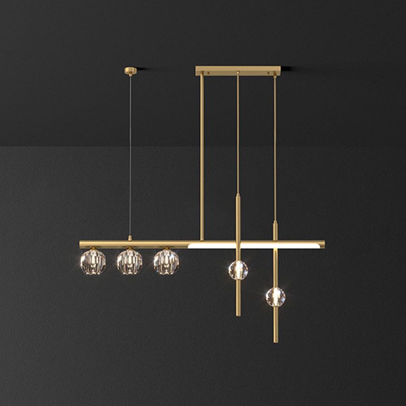 Luredel Metal & Crystal Pendant Light, Gold