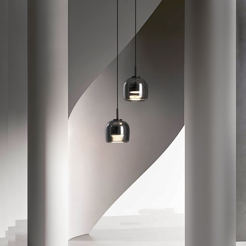 Vopurem Minimalist Pendant Light Glass Smoke Gray