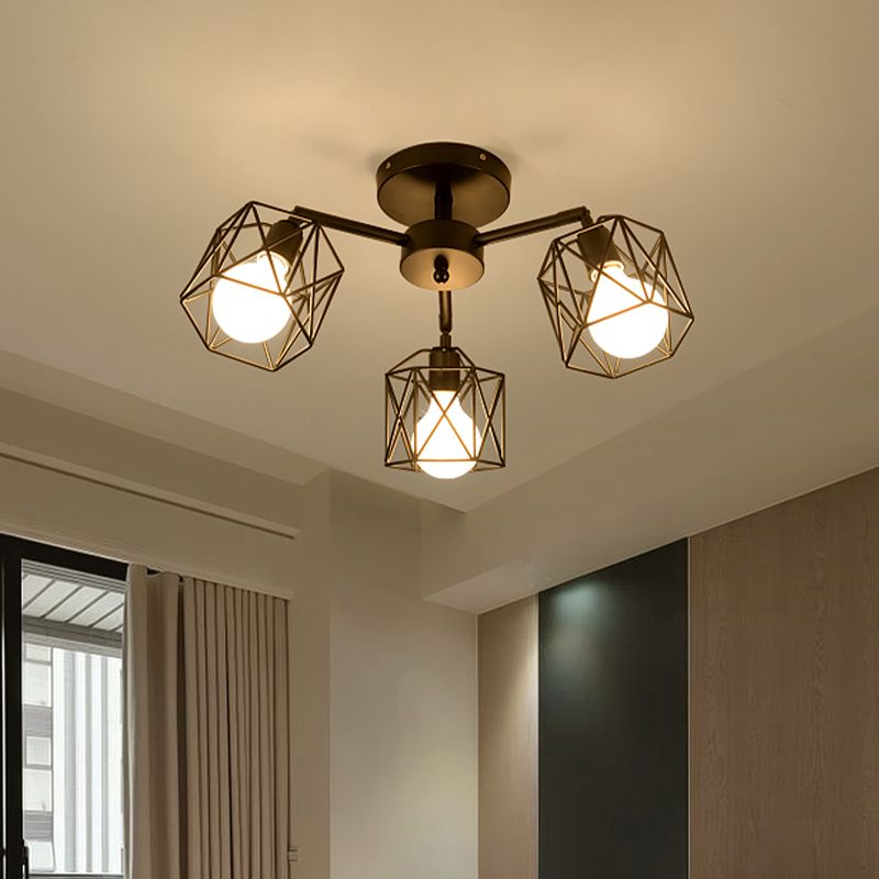 Pibimal Black Semi-Flush Mount Ceiling Light