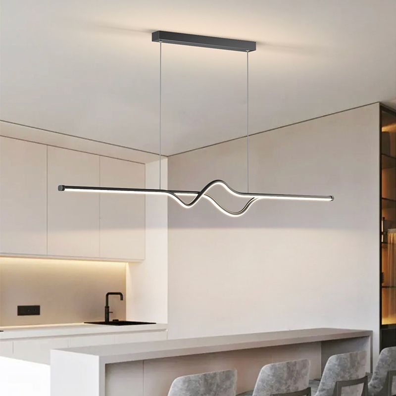 Hinugek Modern Linear Metal Pendant Light, Black/White/Grey