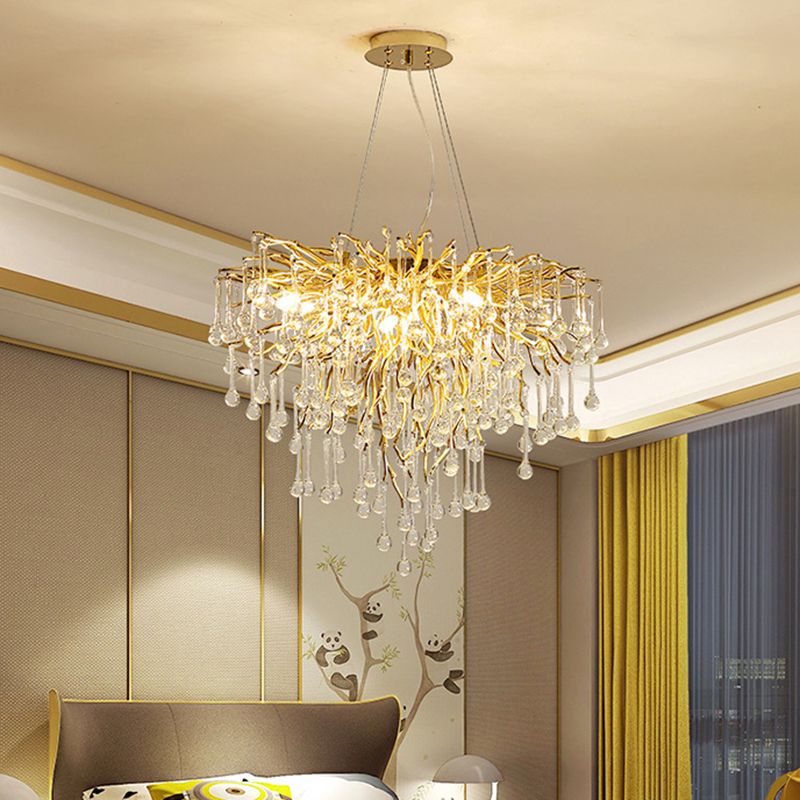 Guveget Pendant Light Tassel Luxury, Metal/Crystal, Gold, Bedroom