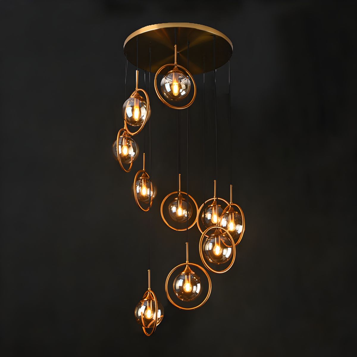 Givares Modern Spiral Ball Glass Staircase Chandelier