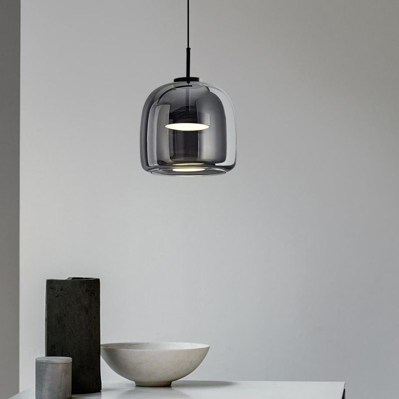 Vopurem Minimalist Pendant Light Glass Smoke Gray