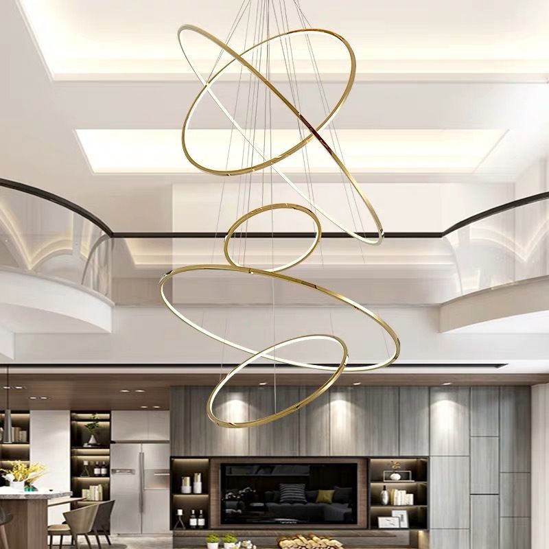 Matukak Minimalist Ring Metal Pendant Light, Gold, Living Room